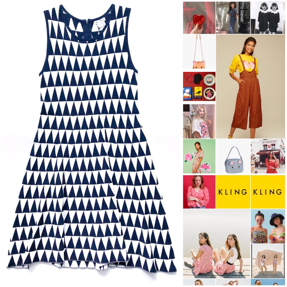 Kling Navy And White Geometric Dress